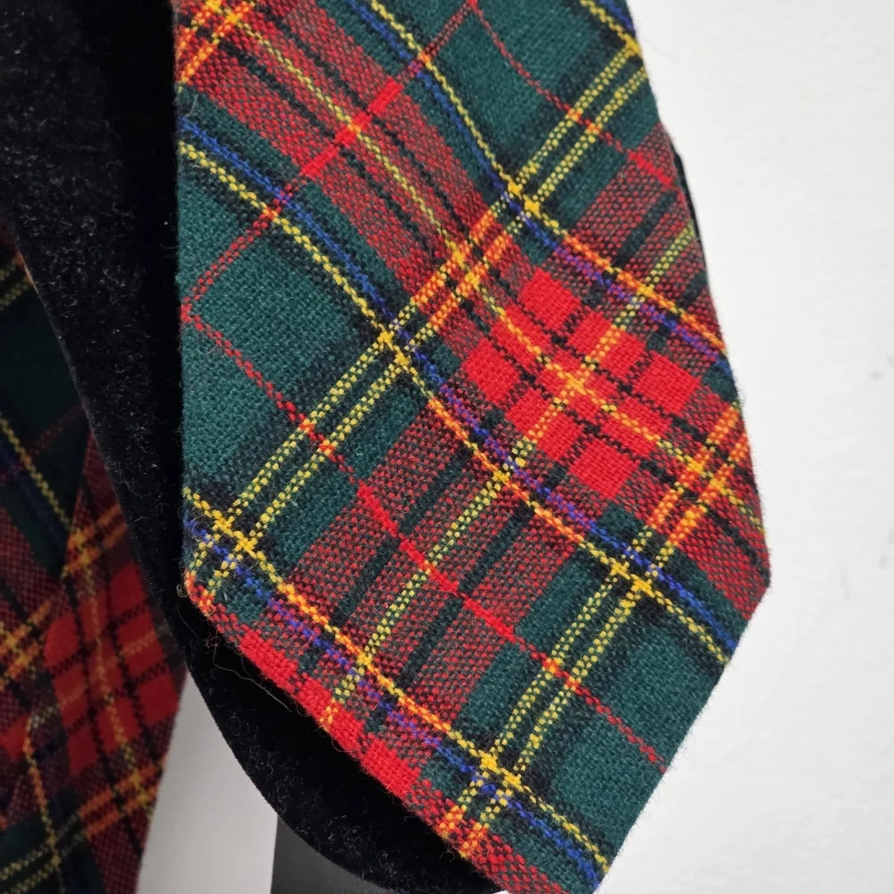 Vintage 70's Plaid Tartan Tie Green Red Yellow